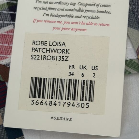 NWT Sézane Loisa Patchwork Button Up Belted Maxi Dress - Picture 9 of 11